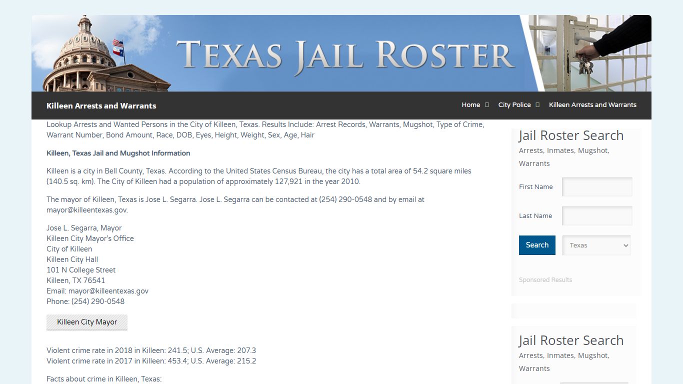 Killeen Arrests and Warrants | Jail Roster Search